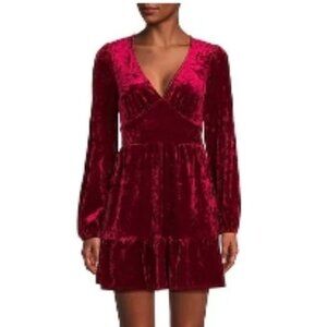 City Vibe Long Sleeve Crushed Velvet Tiered Dress